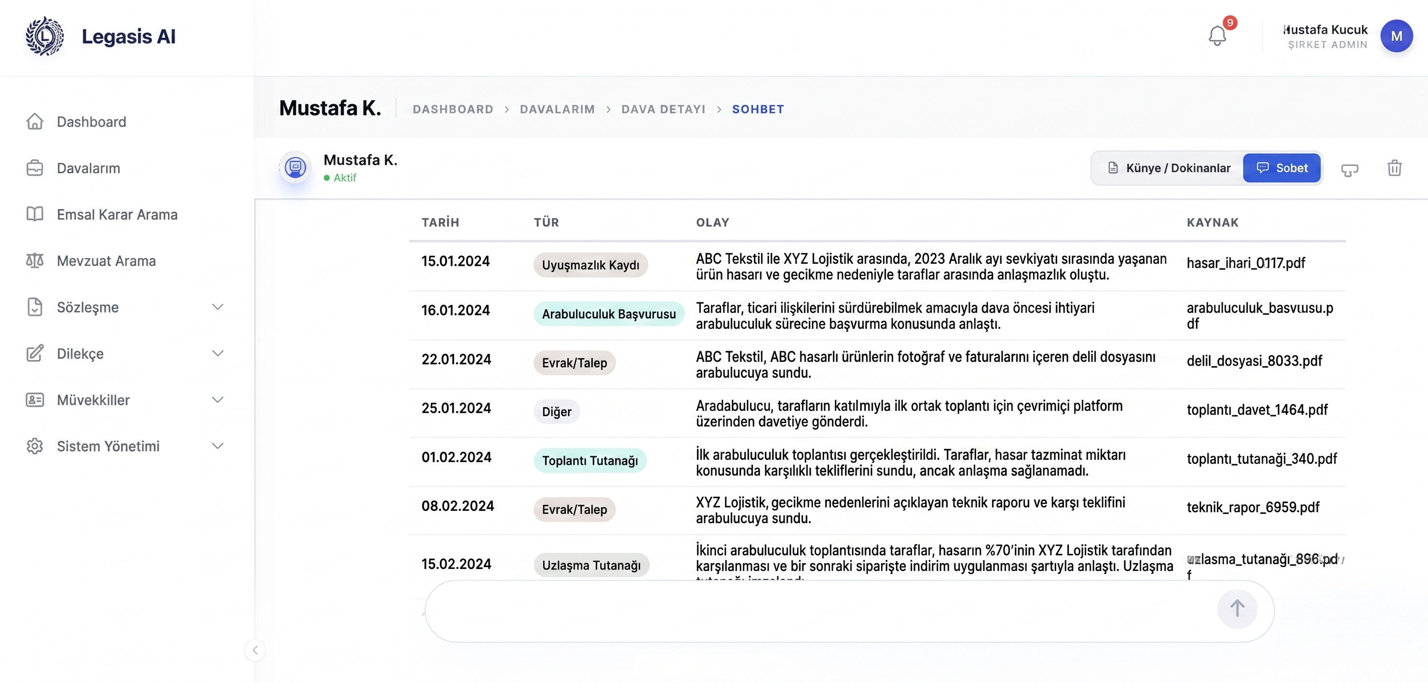 Legasis AI modül önizleme ekranı